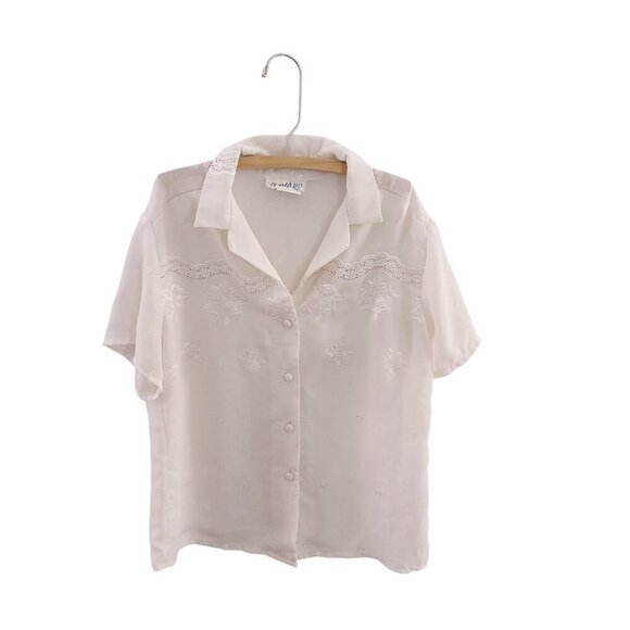 Vintage Flavors of California Embroidered Cottagecore Blouse Collared Top - Picture 1 of 5